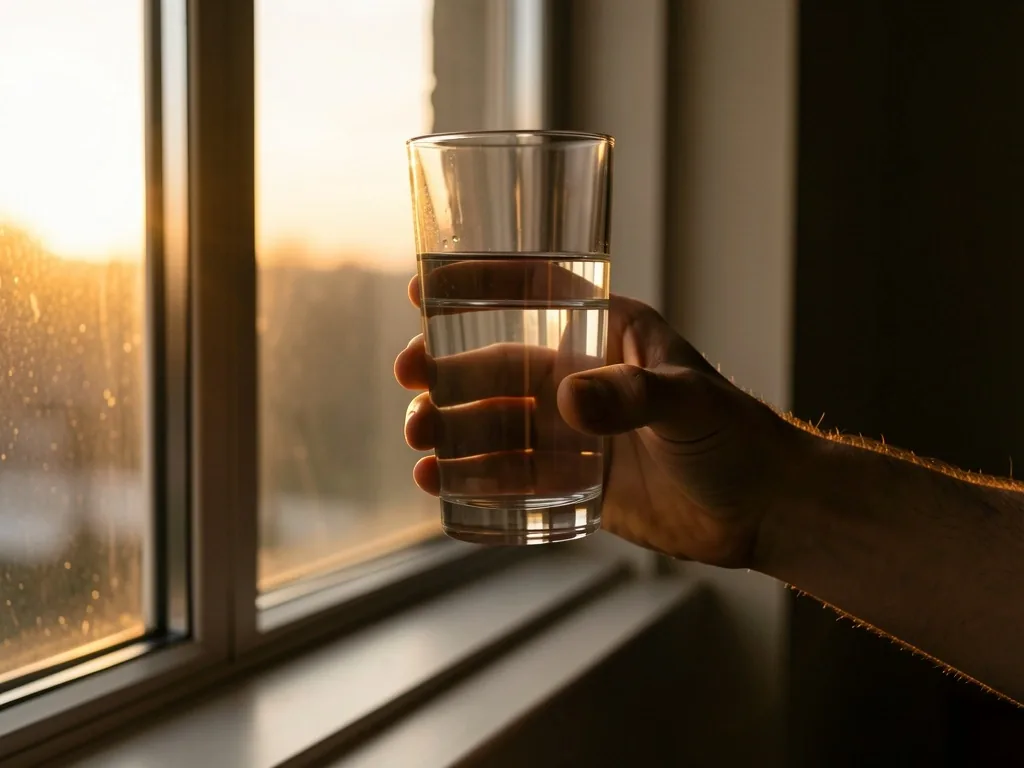Morning sunlight and hydration as part of a vitality routine